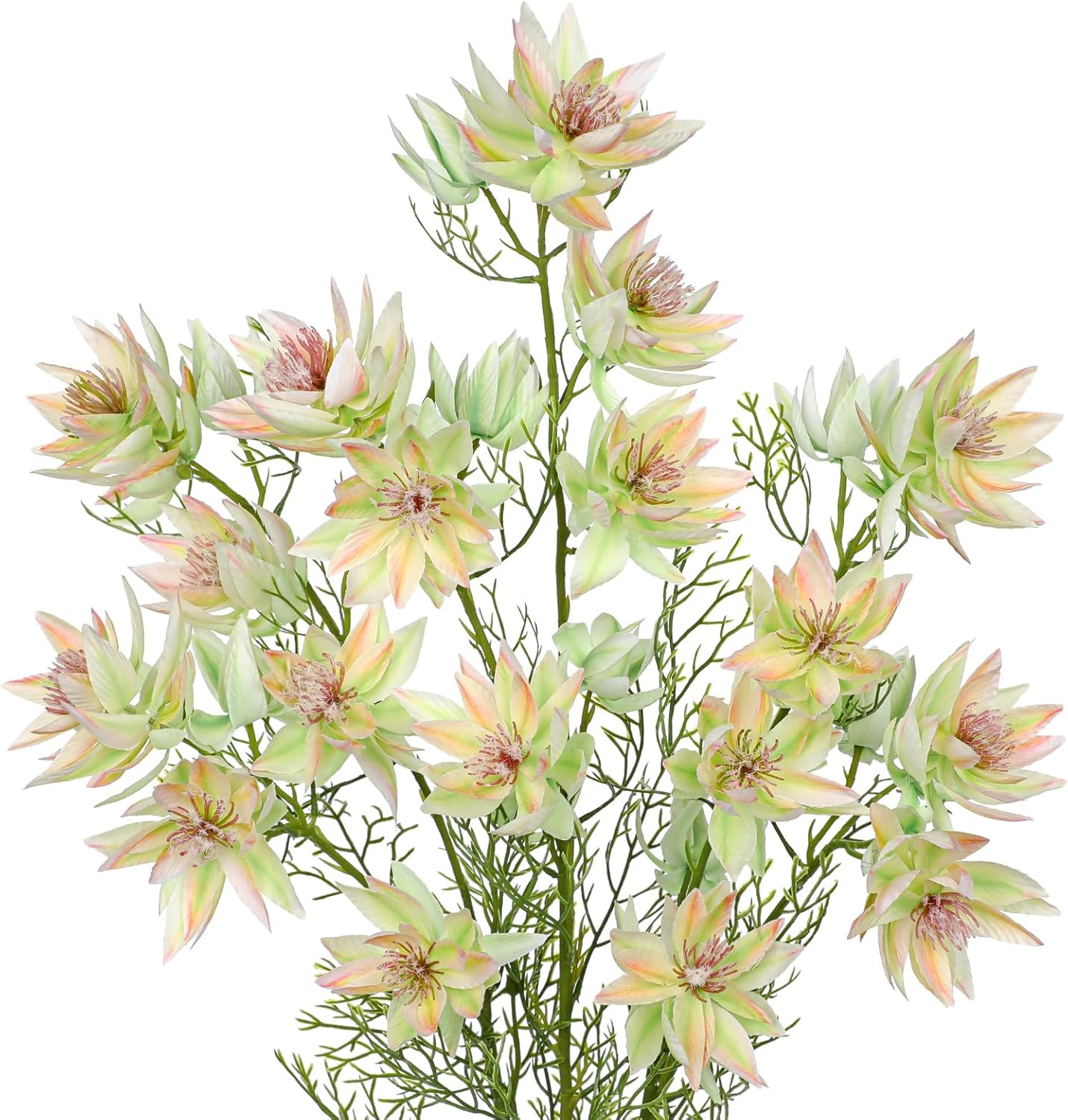 3Pcs Pink Artificial Flowers Silk 26.3" Fake Protea Flower with Long Stem Faux Flowers Arrangement Branch with 6 Heads for DIY Wedding Party Centerpiece Floral Bouquets Table Home Decor