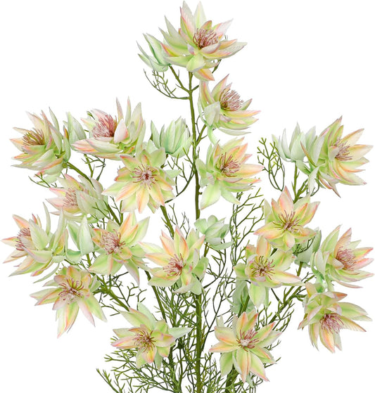 3Pcs Pink Artificial Flowers Silk 26.3" Fake Protea Flower with Long Stem Faux Flowers Arrangement Branch with 6 Heads for DIY Wedding Party Centerpiece Floral Bouquets Table Home Decor