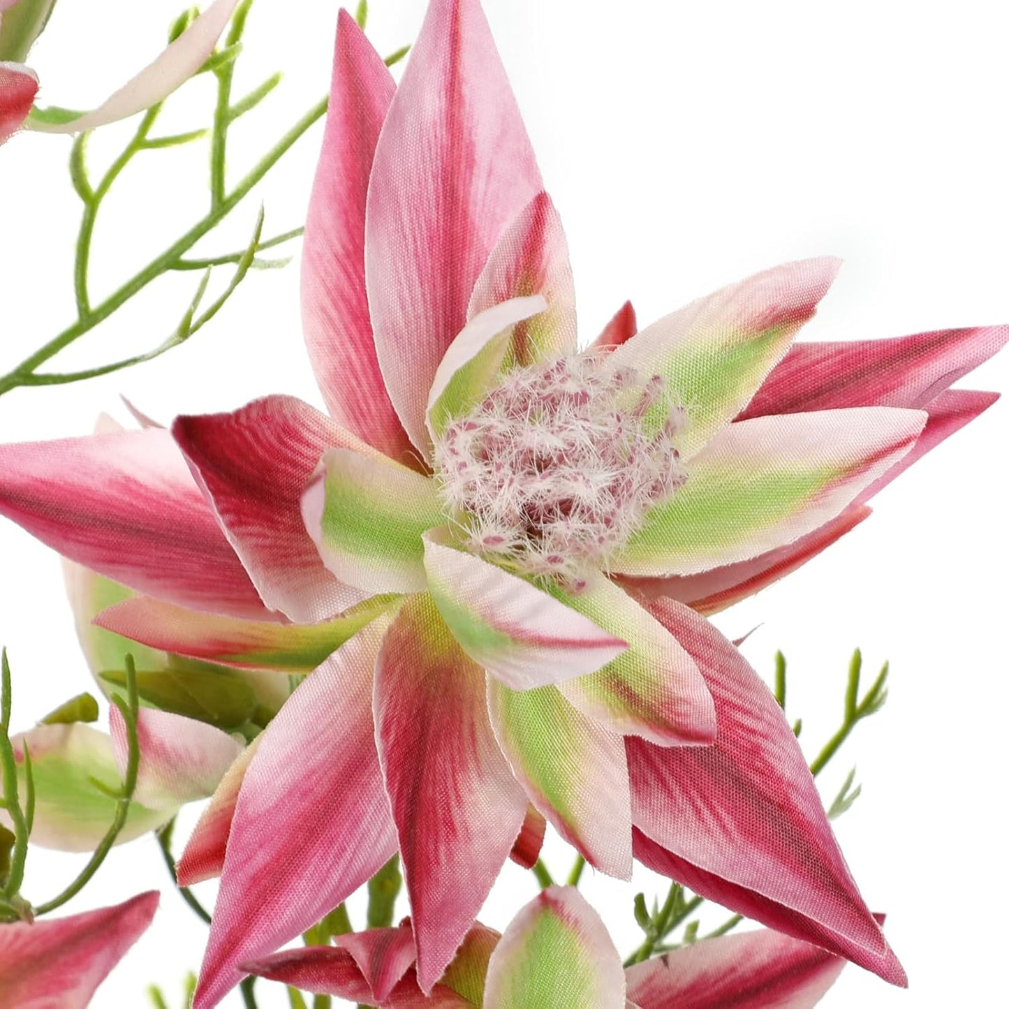 3Pcs Pink Artificial Flowers Silk 26.3" Fake Protea Flower with Long Stem Faux Flowers Arrangement Branch with 6 Heads for DIY Wedding Party Centerpiece Floral Bouquets Table Home Decor