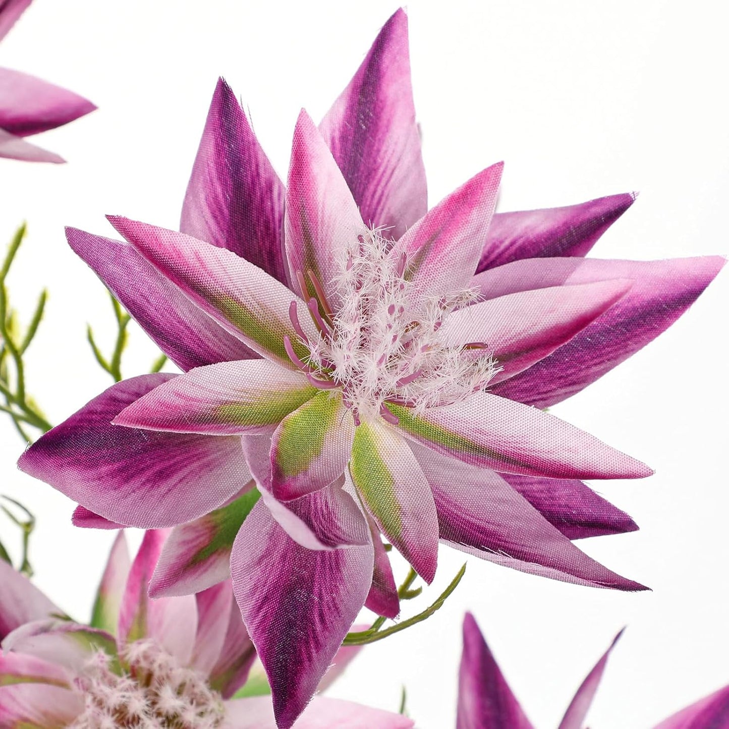 3Pcs Pink Artificial Flowers Silk 26.3" Fake Protea Flower with Long Stem Faux Flowers Arrangement Branch with 6 Heads for DIY Wedding Party Centerpiece Floral Bouquets Table Home Decor