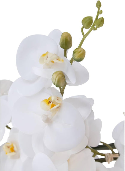 Potted Faux Artificial Flowers Arrangements Realistic White Phalaenopsis Orchid in White Ceramic Pot for Home Decoration Living Room Office Bedroom Bathroom Kitchen 29" High