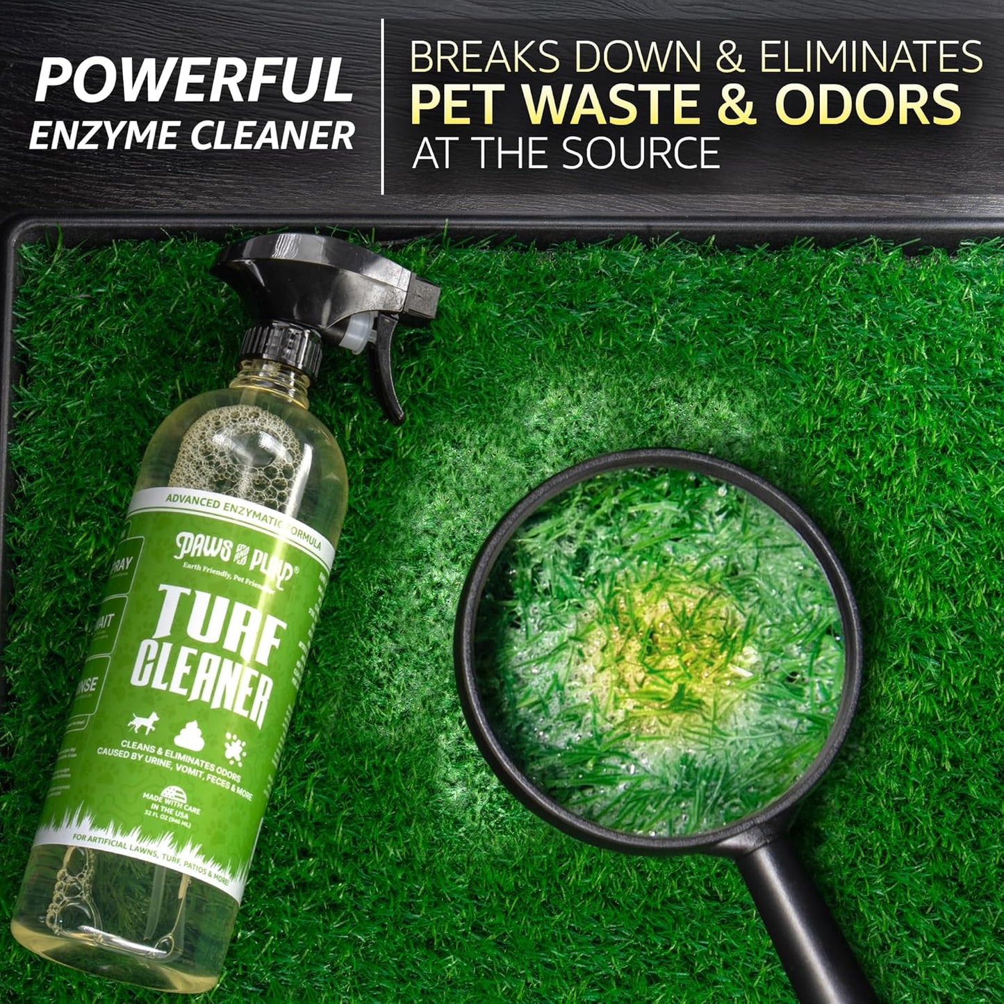 Turf Cleaner for Pet Urine Outdoor and Indoor | Artificial Grass Dog Urine Cleaner That Cleans and Deodorizes Pet Waste on Fake Grass For Dogs - 32 Fl Oz (Single)