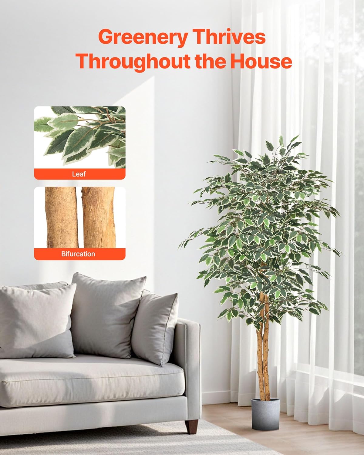 Artificial Olive Tree, 5 FT Tall Faux Plant, Secure PE Material & Anti-Tip Tilt Protection Low-Maintenance Plant, Lifelike Green Fake Potted Tree for Home Office Warehouse Decor Indoor Outdoor