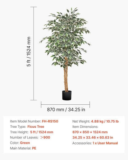 Artificial Olive Tree, 5 FT Tall Faux Plant, Secure PE Material & Anti-Tip Tilt Protection Low-Maintenance Plant, Lifelike Green Fake Potted Tree for Home Office Warehouse Decor Indoor Outdoor