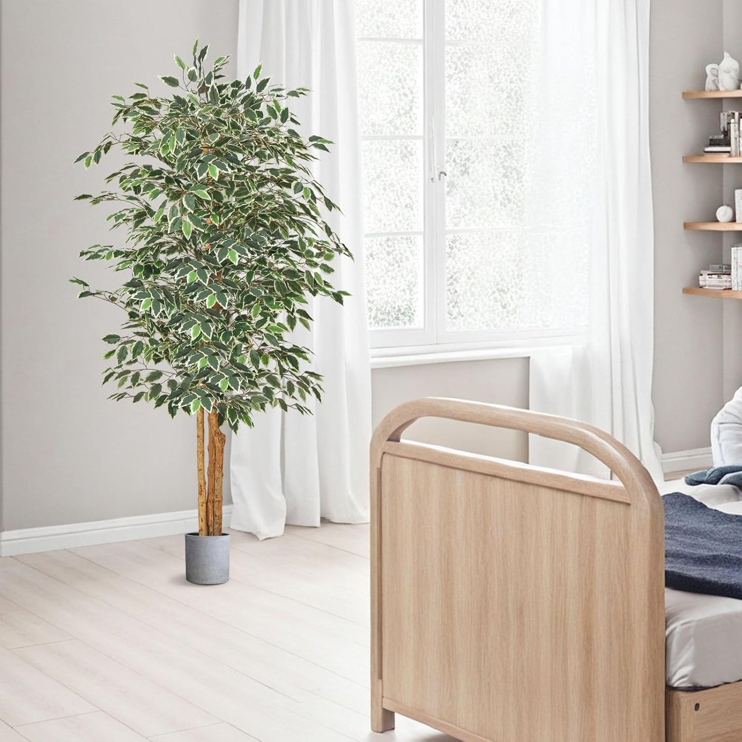 Artificial Olive Tree, 5 FT Tall Faux Plant, Secure PE Material & Anti-Tip Tilt Protection Low-Maintenance Plant, Lifelike Green Fake Potted Tree for Home Office Warehouse Decor Indoor Outdoor