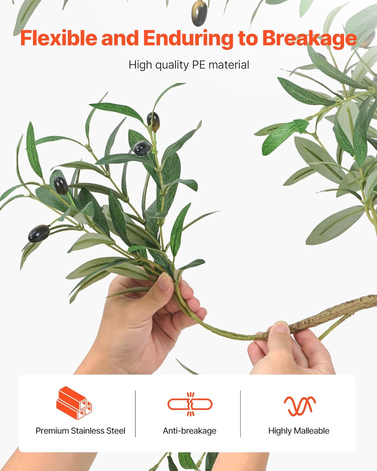 Artificial Olive Tree, 5 FT Tall Faux Plant, Secure PE Material & Anti-Tip Tilt Protection Low-Maintenance Plant, Lifelike Green Fake Potted Tree for Home Office Warehouse Decor Indoor Outdoor