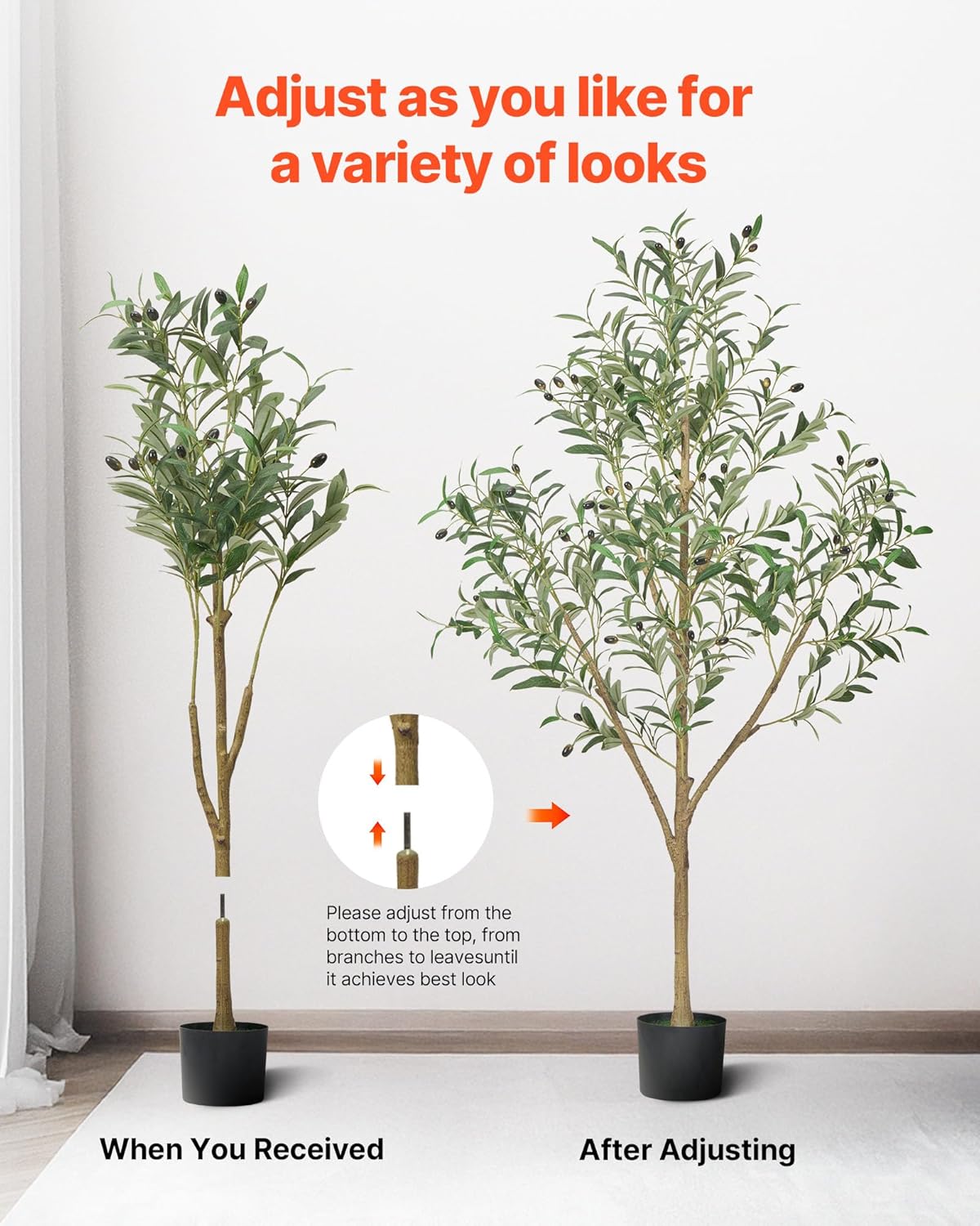 Artificial Olive Tree, 5 FT Tall Faux Plant, Secure PE Material & Anti-Tip Tilt Protection Low-Maintenance Plant, Lifelike Green Fake Potted Tree for Home Office Warehouse Decor Indoor Outdoor