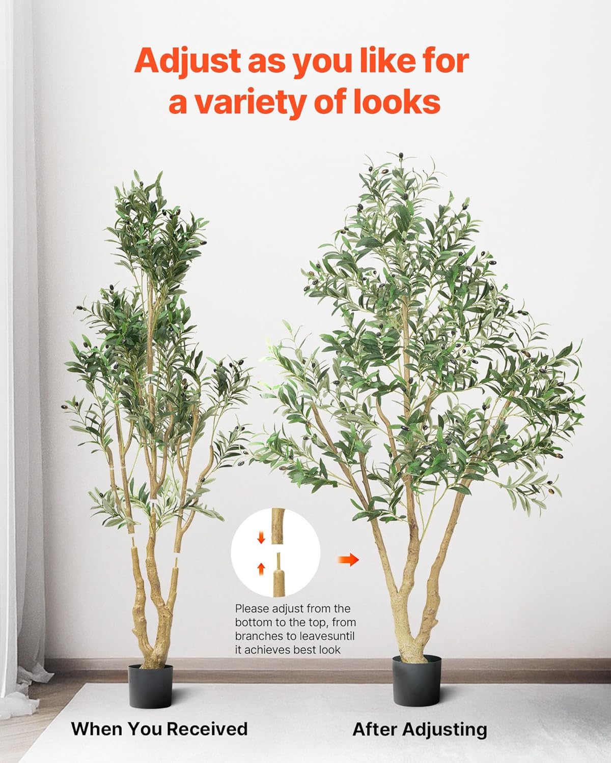 Artificial Olive Tree, 5 FT Tall Faux Plant, Secure PE Material & Anti-Tip Tilt Protection Low-Maintenance Plant, Lifelike Green Fake Potted Tree for Home Office Warehouse Decor Indoor Outdoor
