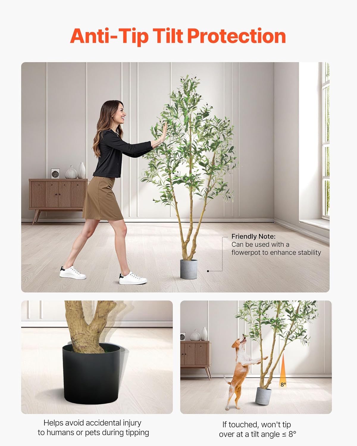 Artificial Olive Tree, 5 FT Tall Faux Plant, Secure PE Material & Anti-Tip Tilt Protection Low-Maintenance Plant, Lifelike Green Fake Potted Tree for Home Office Warehouse Decor Indoor Outdoor