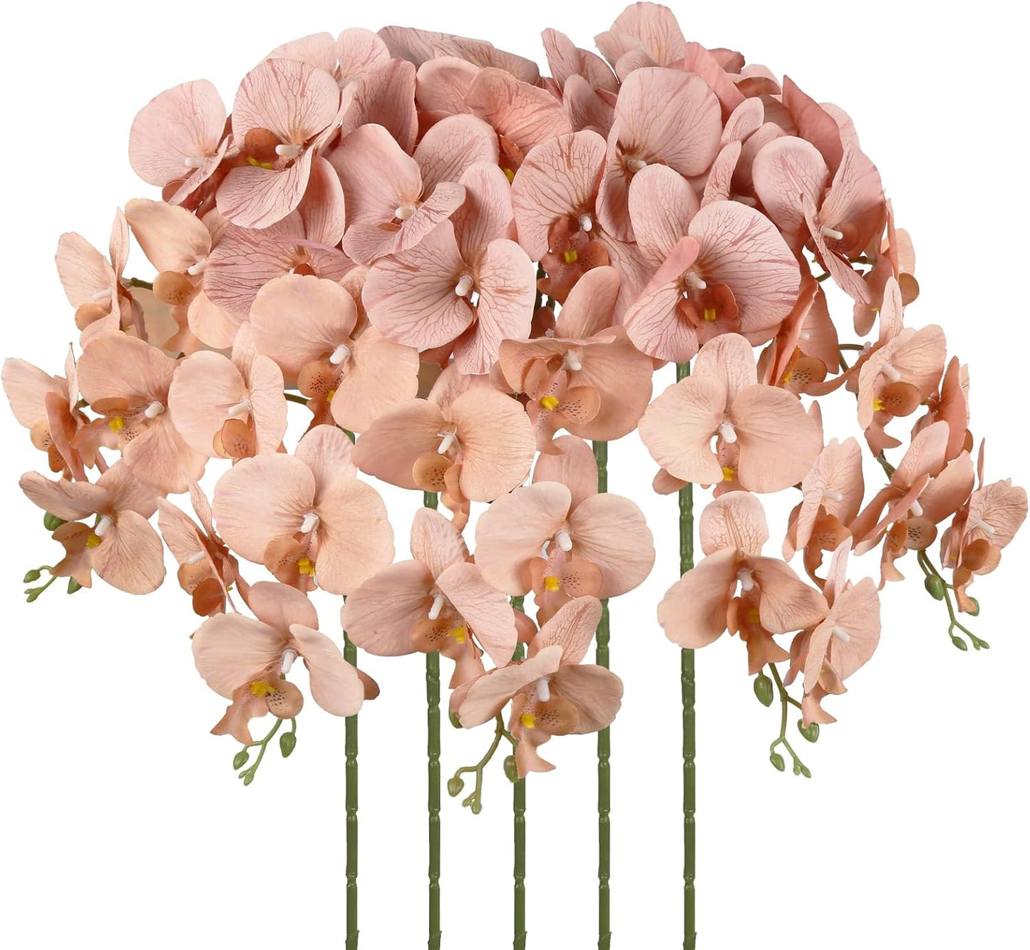 40.16" White Orchid Artificial Flowers 5PCS Fake Orchid Long Stems Phalaenopsis Branches Real Touch Silk Orchids for Vase for Bridal Shower Home Party Wedding Decoration (White)