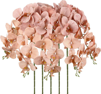 40.16" White Orchid Artificial Flowers 5PCS Fake Orchid Long Stems Phalaenopsis Branches Real Touch Silk Orchids for Vase for Bridal Shower Home Party Wedding Decoration (White)