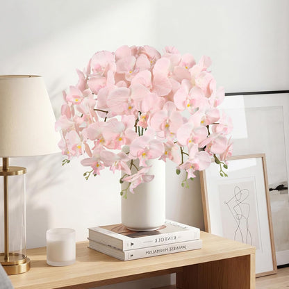 40.16" White Orchid Artificial Flowers 5PCS Fake Orchid Long Stems Phalaenopsis Branches Real Touch Silk Orchids for Vase for Bridal Shower Home Party Wedding Decoration (White)
