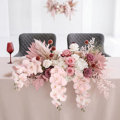 40.16" White Orchid Artificial Flowers 5PCS Fake Orchid Long Stems Phalaenopsis Branches Real Touch Silk Orchids for Vase for Bridal Shower Home Party Wedding Decoration (White)