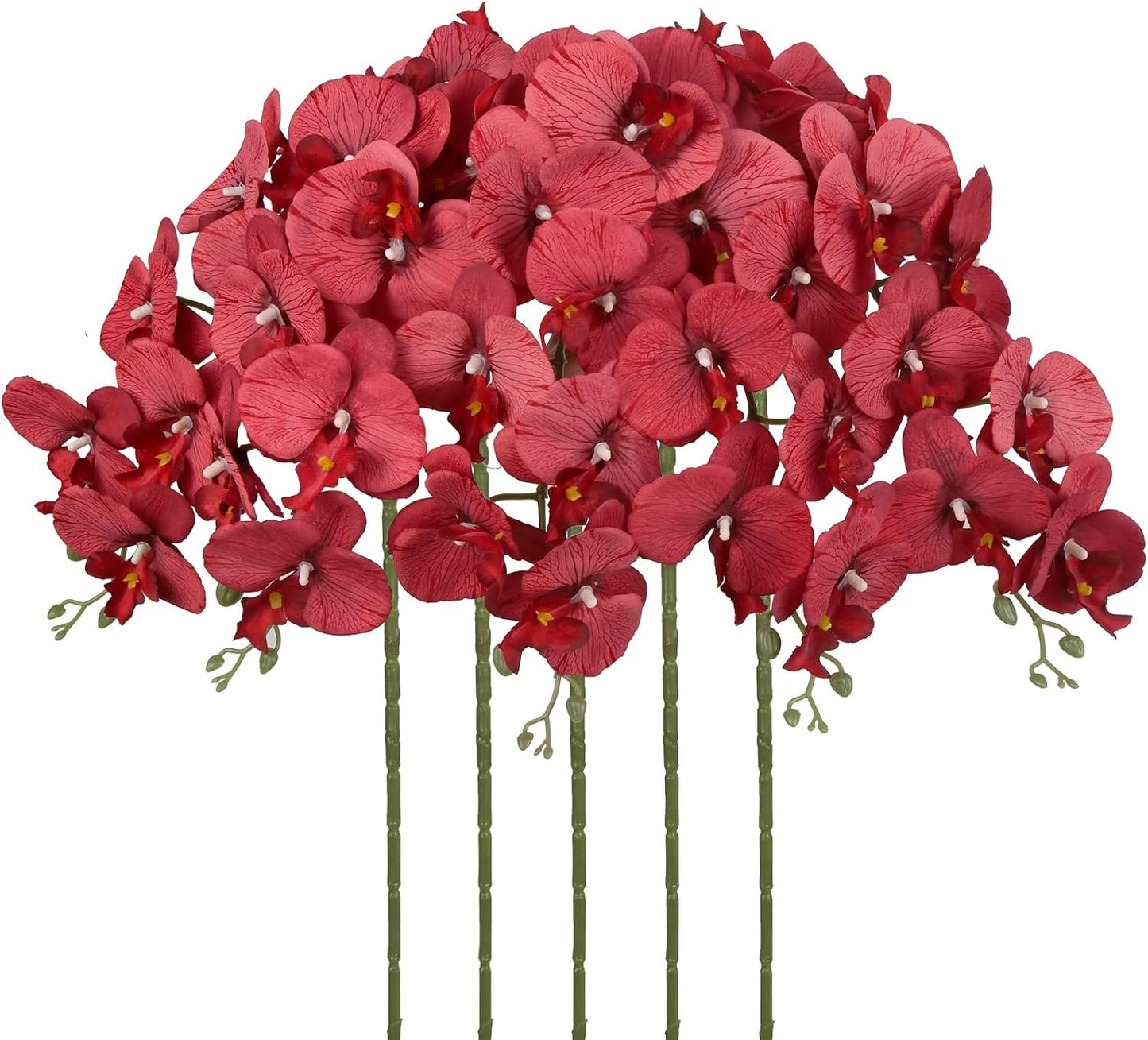 40.16" White Orchid Artificial Flowers 5PCS Fake Orchid Long Stems Phalaenopsis Branches Real Touch Silk Orchids for Vase for Bridal Shower Home Party Wedding Decoration (White)