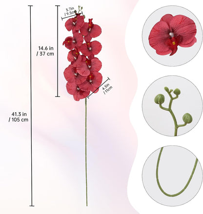 40.16" White Orchid Artificial Flowers 5PCS Fake Orchid Long Stems Phalaenopsis Branches Real Touch Silk Orchids for Vase for Bridal Shower Home Party Wedding Decoration (White)