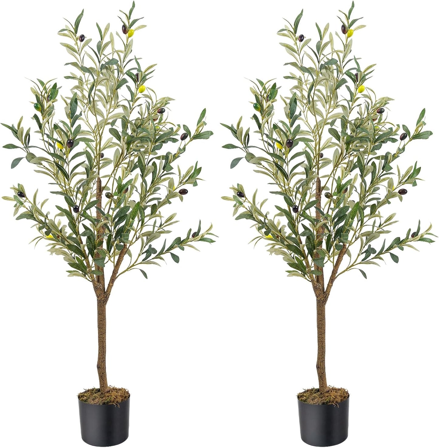 Artificial Fake Olive Tree 6FT Tall 1Pack Faux Silk Olive Tree for Home Living Room Office Decor Faux Artificial Plants Indoor Fake Potted Plants with Fruit & Free Moss
