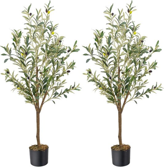 Artificial Fake Olive Tree 6FT Tall 1Pack Faux Silk Olive Tree for Home Living Room Office Decor Faux Artificial Plants Indoor Fake Potted Plants with Fruit & Free Moss