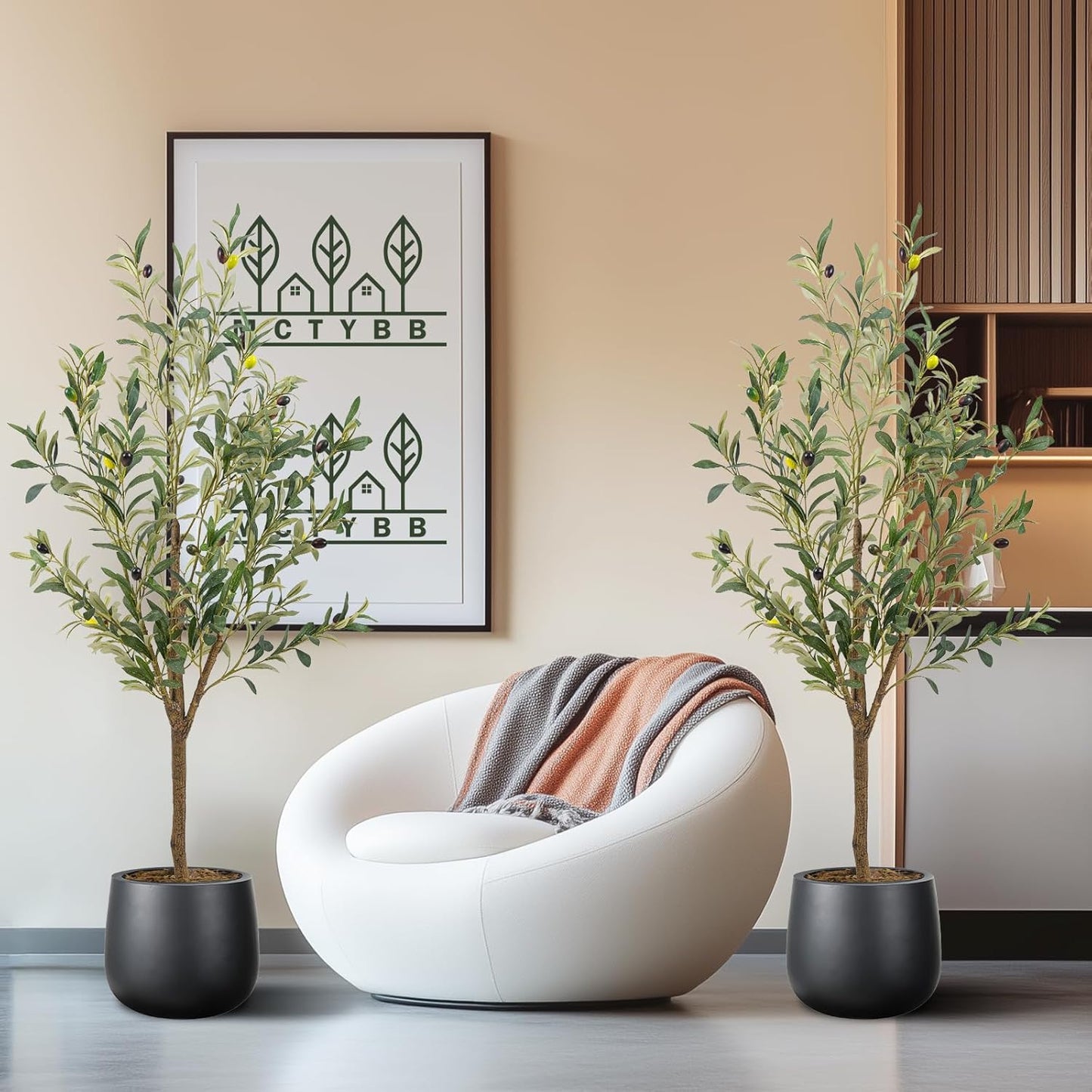 Artificial Fake Olive Tree 6FT Tall 1Pack Faux Silk Olive Tree for Home Living Room Office Decor Faux Artificial Plants Indoor Fake Potted Plants with Fruit & Free Moss