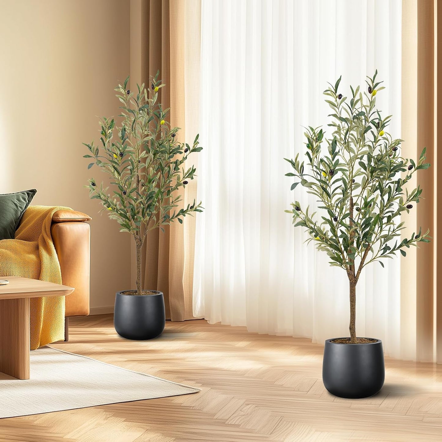 Artificial Fake Olive Tree 6FT Tall 1Pack Faux Silk Olive Tree for Home Living Room Office Decor Faux Artificial Plants Indoor Fake Potted Plants with Fruit & Free Moss
