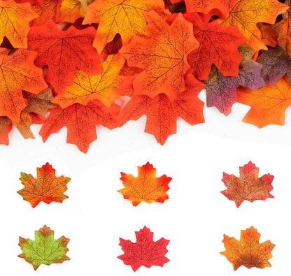 Fake Fall Leaves 100 Pcs Artificial Maple Leaves Decor Fake Fall Leaves for Scrapbooking Wedding Home Party Decorations