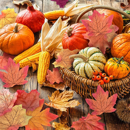 Fake Fall Leaves 100 Pcs Artificial Maple Leaves Decor Fake Fall Leaves for Scrapbooking Wedding Home Party Decorations
