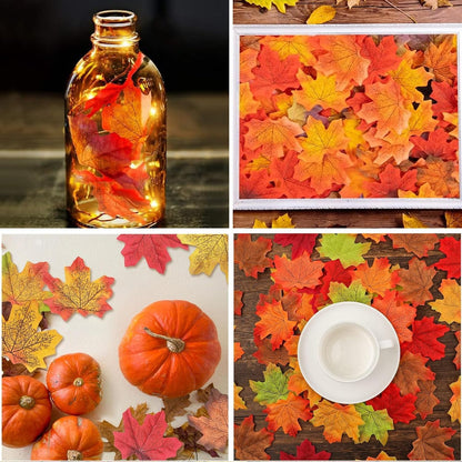 Fake Fall Leaves 100 Pcs Artificial Maple Leaves Decor Fake Fall Leaves for Scrapbooking Wedding Home Party Decorations