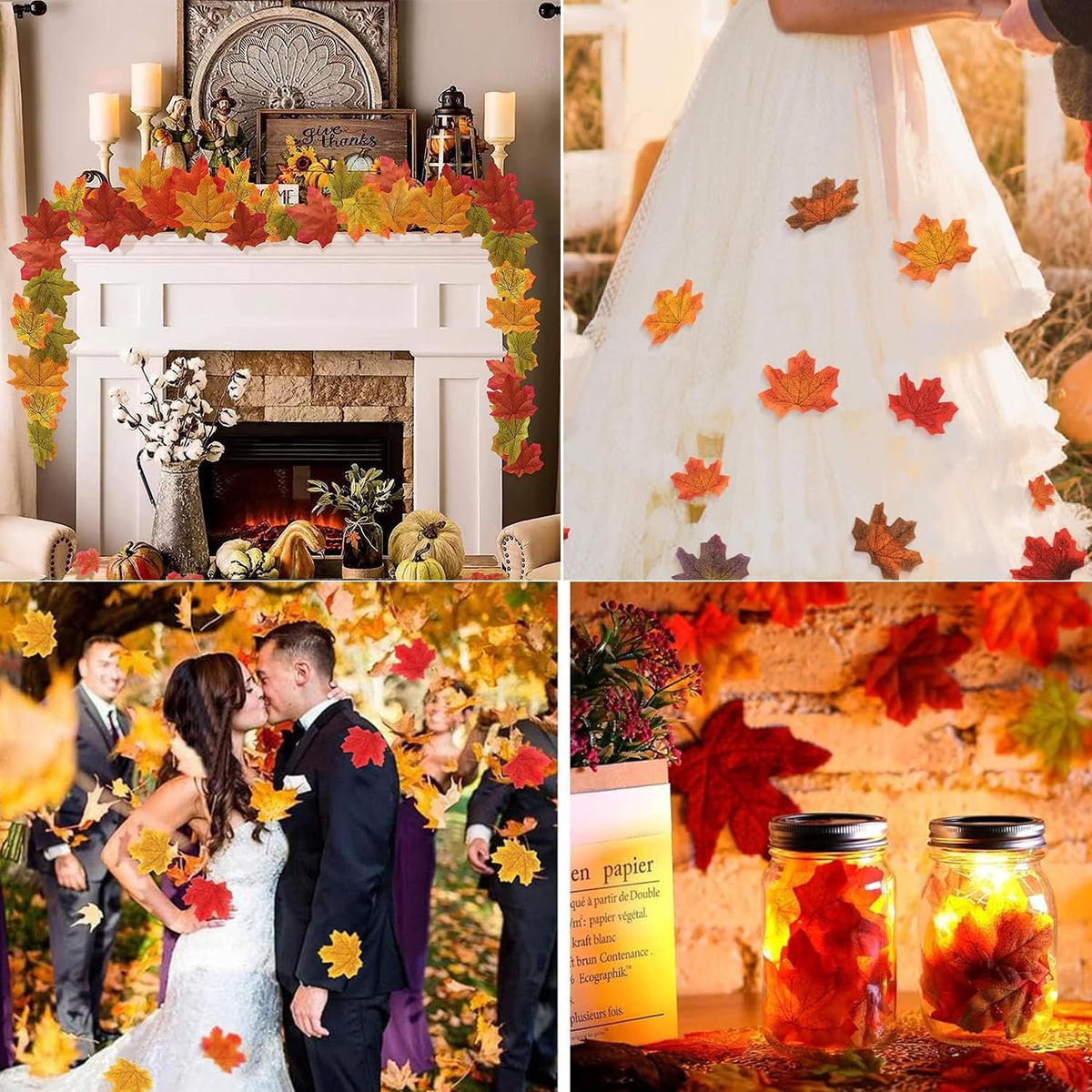 Fake Fall Leaves 100 Pcs Artificial Maple Leaves Decor Fake Fall Leaves for Scrapbooking Wedding Home Party Decorations