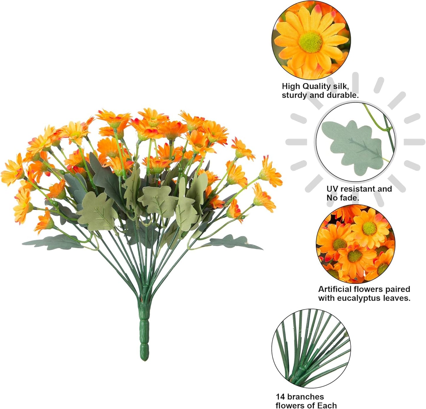 Sunflowers Artificial Flowers, 10 Bunches Fake Sunflower Artificial Flowers for Outdoors Spring Summer Decoration Look Real UV Resistant Fake Flowers for Home Porch Garden Wedding Party Office Indoor