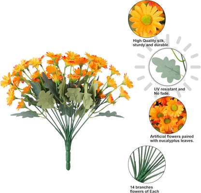 Sunflowers Artificial Flowers, 10 Bunches Fake Sunflower Artificial Flowers for Outdoors Spring Summer Decoration Look Real UV Resistant Fake Flowers for Home Porch Garden Wedding Party Office Indoor
