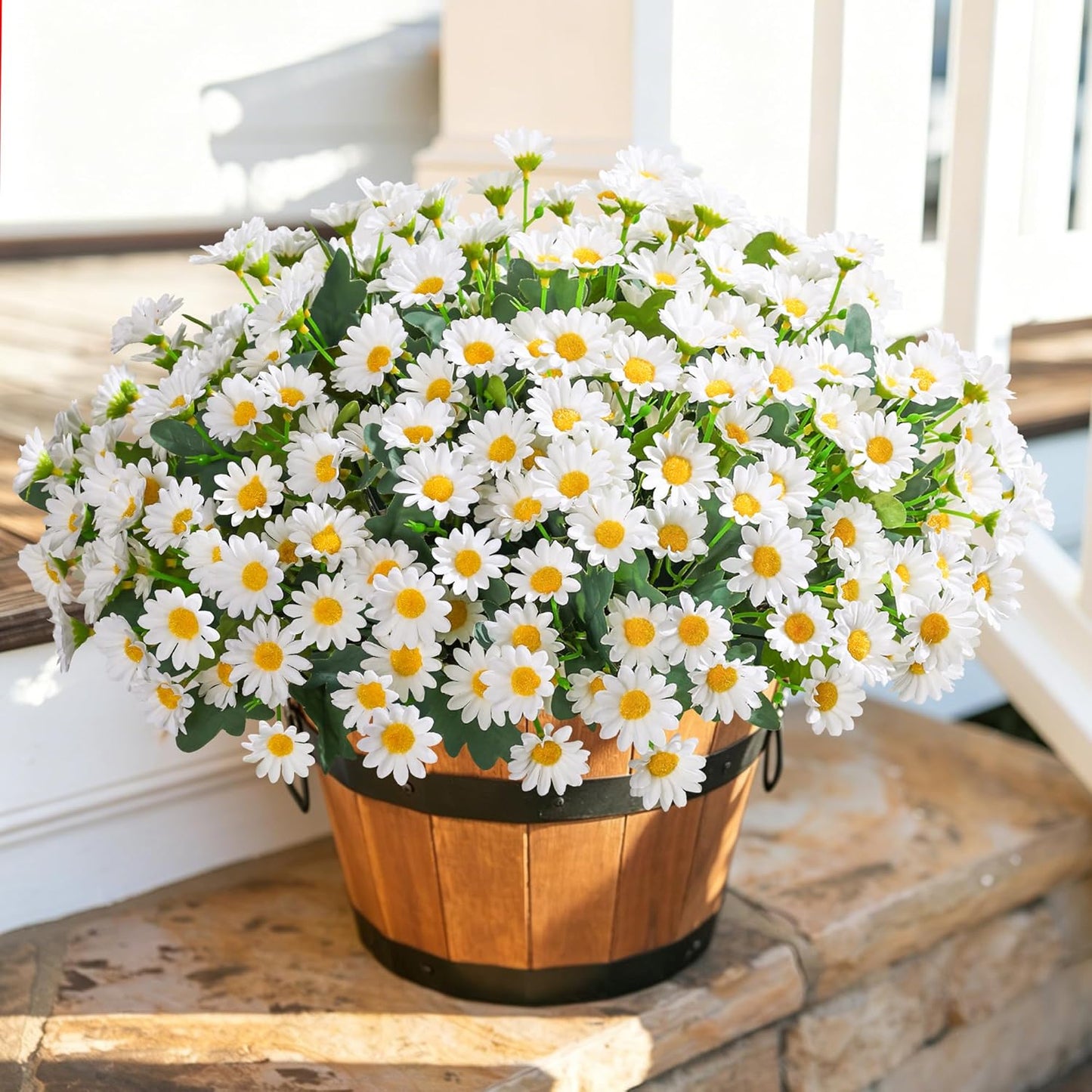 Sunflowers Artificial Flowers, 10 Bunches Fake Sunflower Artificial Flowers for Outdoors Spring Summer Decoration Look Real UV Resistant Fake Flowers for Home Porch Garden Wedding Party Office Indoor