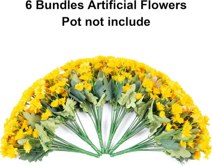 Sunflowers Artificial Flowers, 10 Bunches Fake Sunflower Artificial Flowers for Outdoors Spring Summer Decoration Look Real UV Resistant Fake Flowers for Home Porch Garden Wedding Party Office Indoor