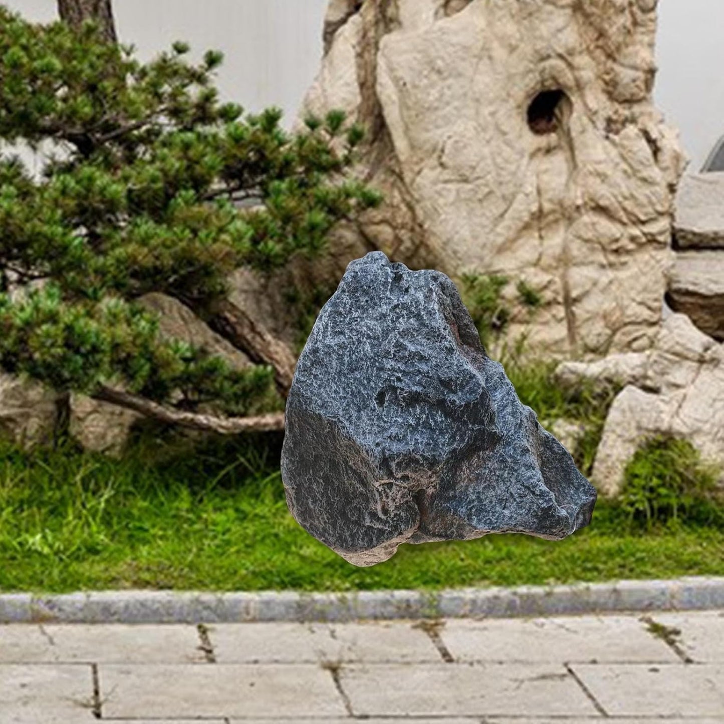 Artificial Landscape Rock, Lightweight Foam Faux Stone, 11.81x8.66x7.48 in, for Garden Decor, Aquarium, and Reptile Hide