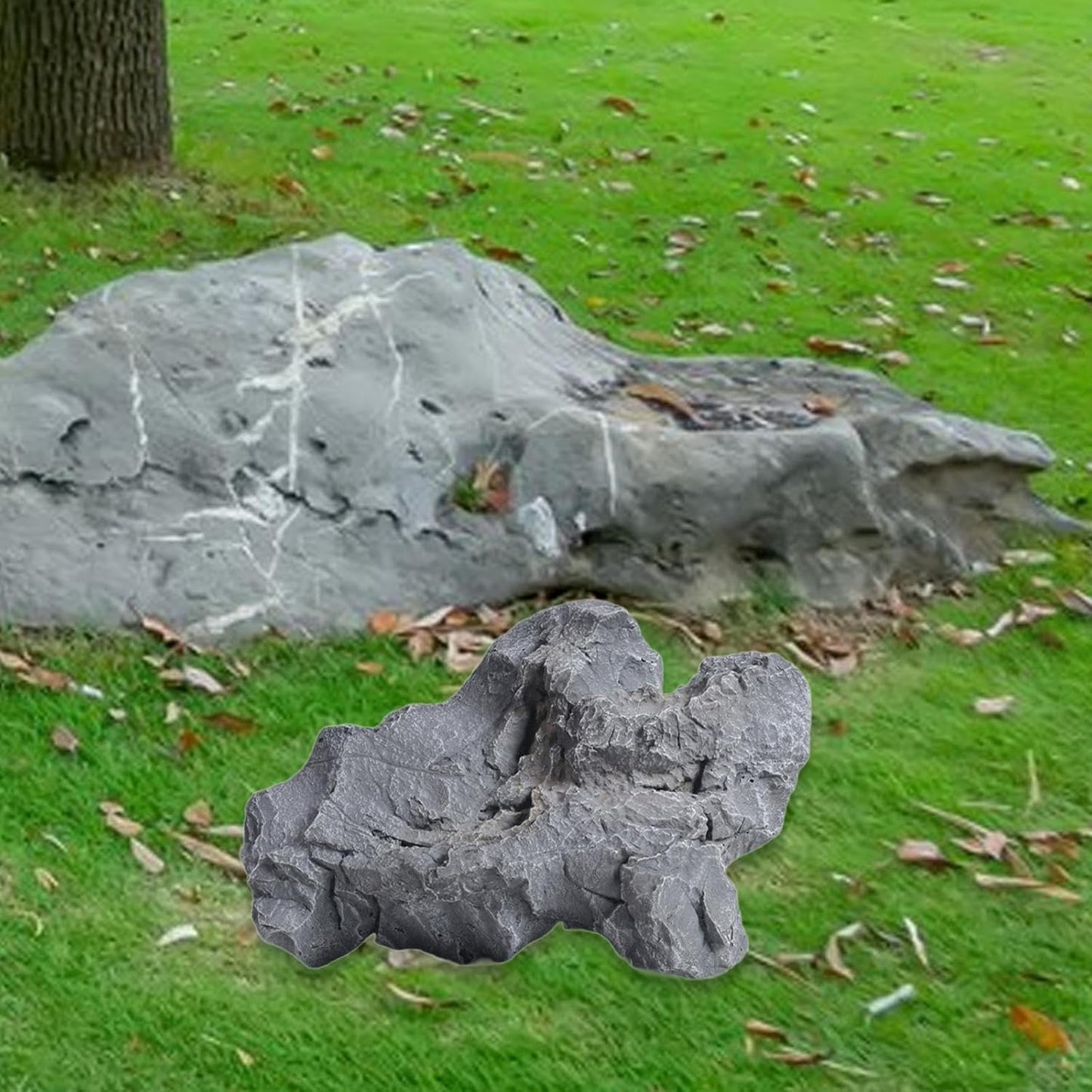 Artificial Landscape Rock, Lightweight Foam Faux Stone, 11.81x8.66x7.48 in, for Garden Decor, Aquarium, and Reptile Hide
