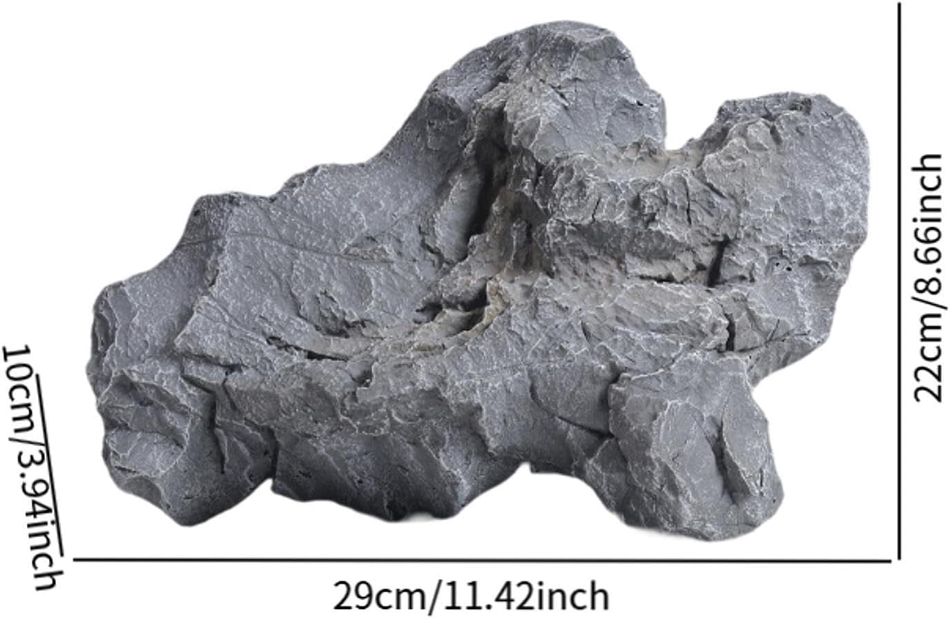 Artificial Landscape Rock, Lightweight Foam Faux Stone, 11.81x8.66x7.48 in, for Garden Decor, Aquarium, and Reptile Hide