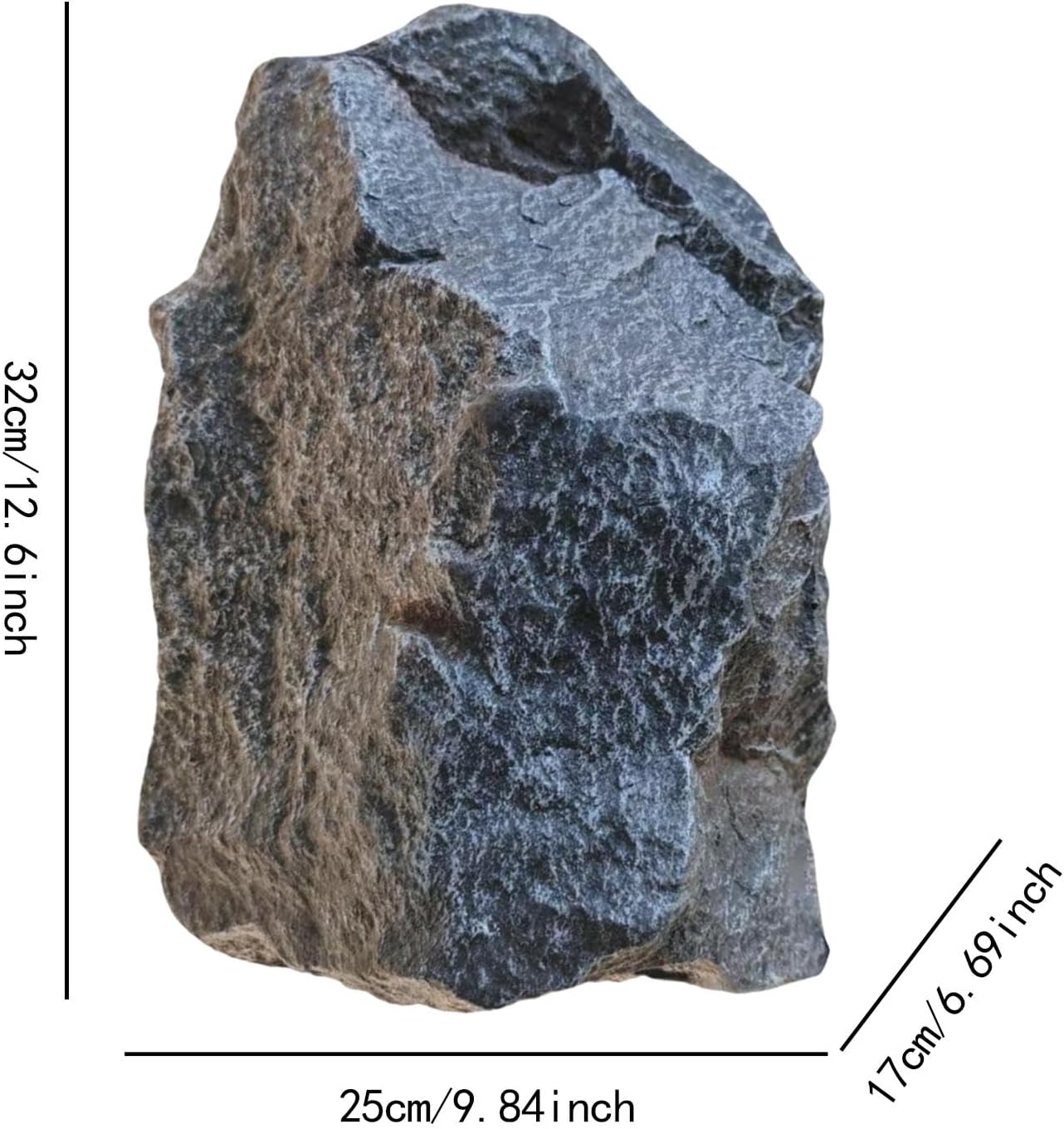 Artificial Landscape Rock, Lightweight Foam Faux Stone, 11.81x8.66x7.48 in, for Garden Decor, Aquarium, and Reptile Hide
