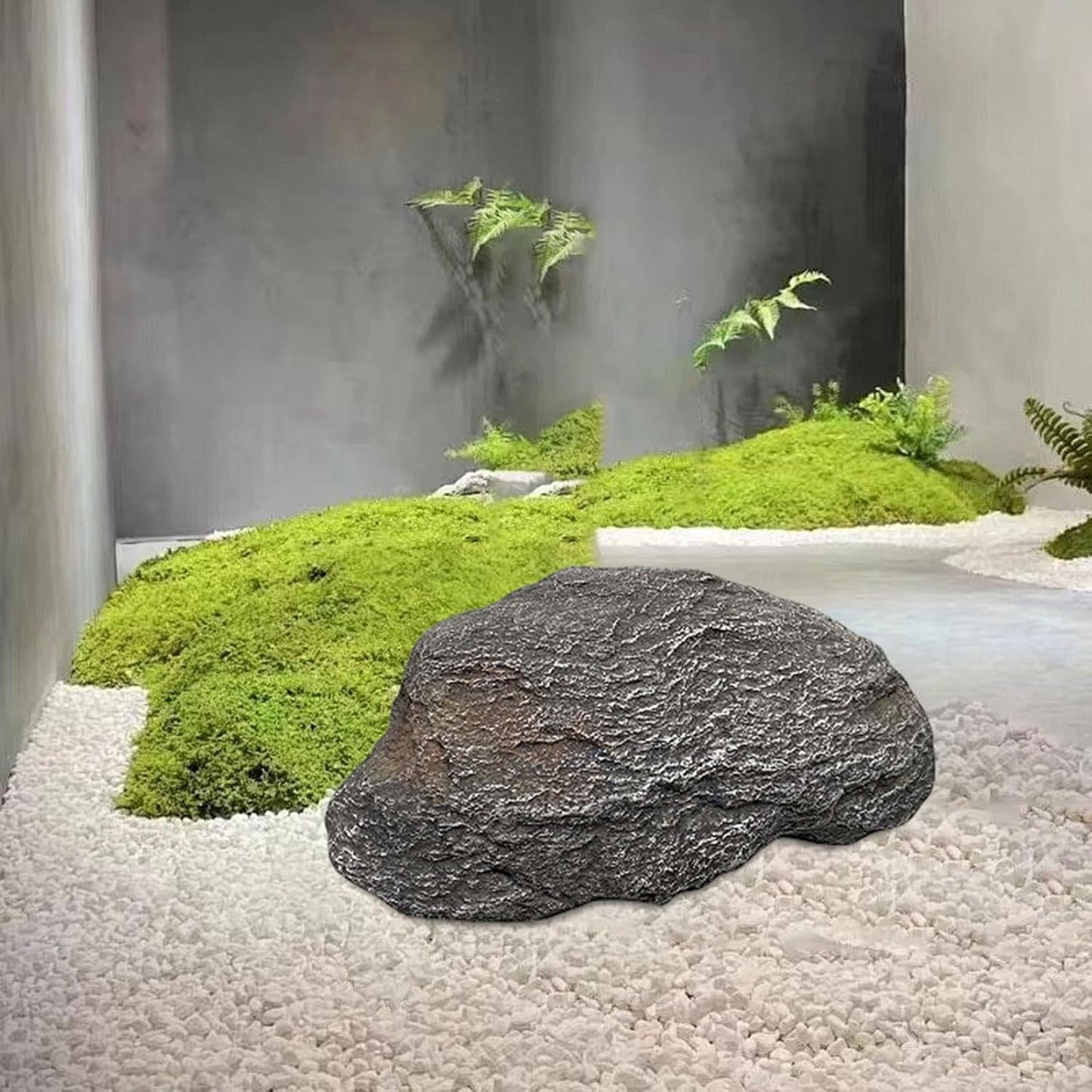 Artificial Landscape Rock, Lightweight Foam Faux Stone, 11.81x8.66x7.48 in, for Garden Decor, Aquarium, and Reptile Hide