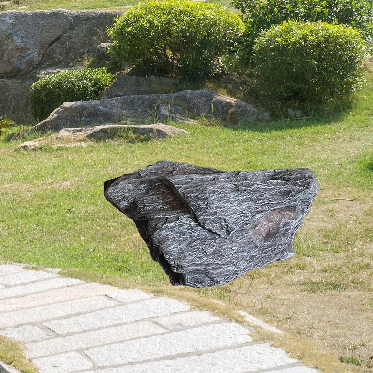 Artificial Landscape Rock, Lightweight Foam Faux Stone, 11.81x8.66x7.48 in, for Garden Decor, Aquarium, and Reptile Hide