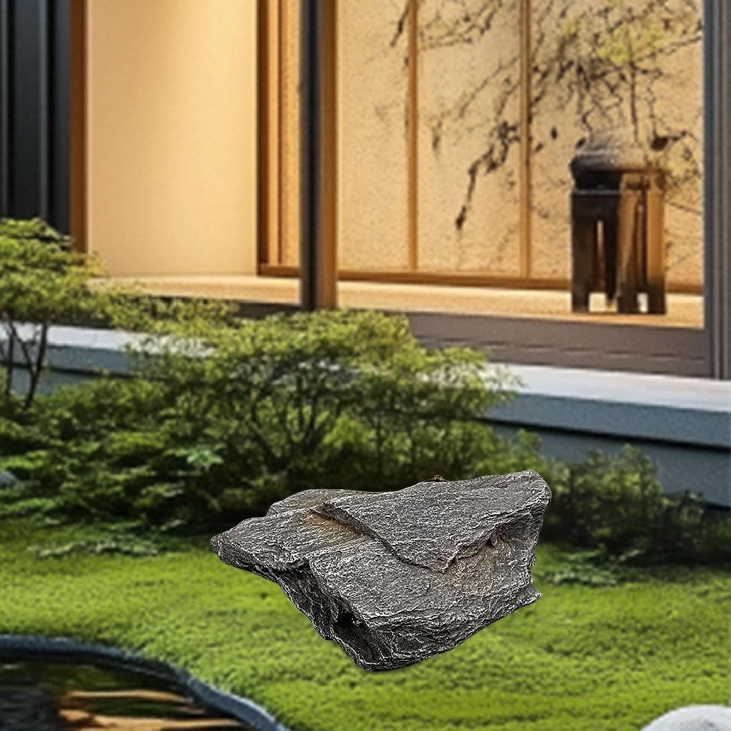 Artificial Landscape Rock, Lightweight Foam Faux Stone, 11.81x8.66x7.48 in, for Garden Decor, Aquarium, and Reptile Hide