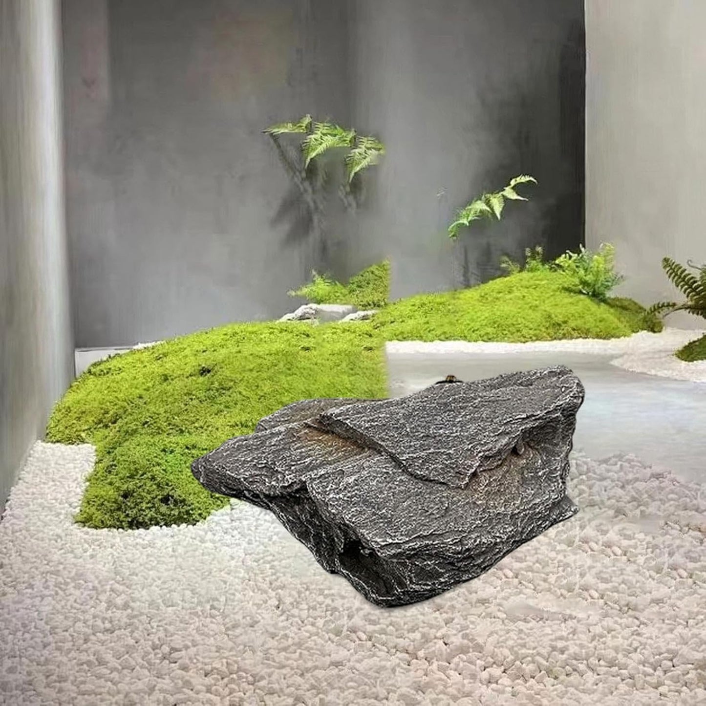 Artificial Landscape Rock, Lightweight Foam Faux Stone, 11.81x8.66x7.48 in, for Garden Decor, Aquarium, and Reptile Hide