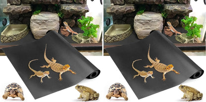 Bearded Dragon Tank Accessories, Reptile Terrarium Carpet Substrate for Leopard Gecko, Lizard, Iguana, Snake, Tortoise, Non-Adhesive Reptile Habitat Bedding(Black 79inch)