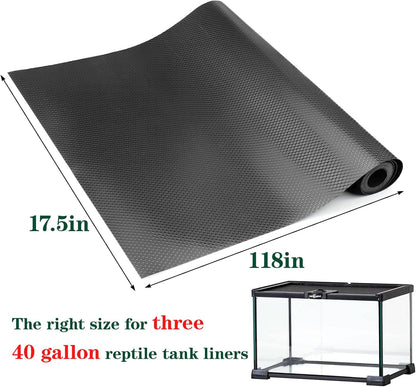 Bearded Dragon Tank Accessories, Reptile Terrarium Carpet Substrate for Leopard Gecko, Lizard, Iguana, Snake, Tortoise, Non-Adhesive Reptile Habitat Bedding(Black 79inch)