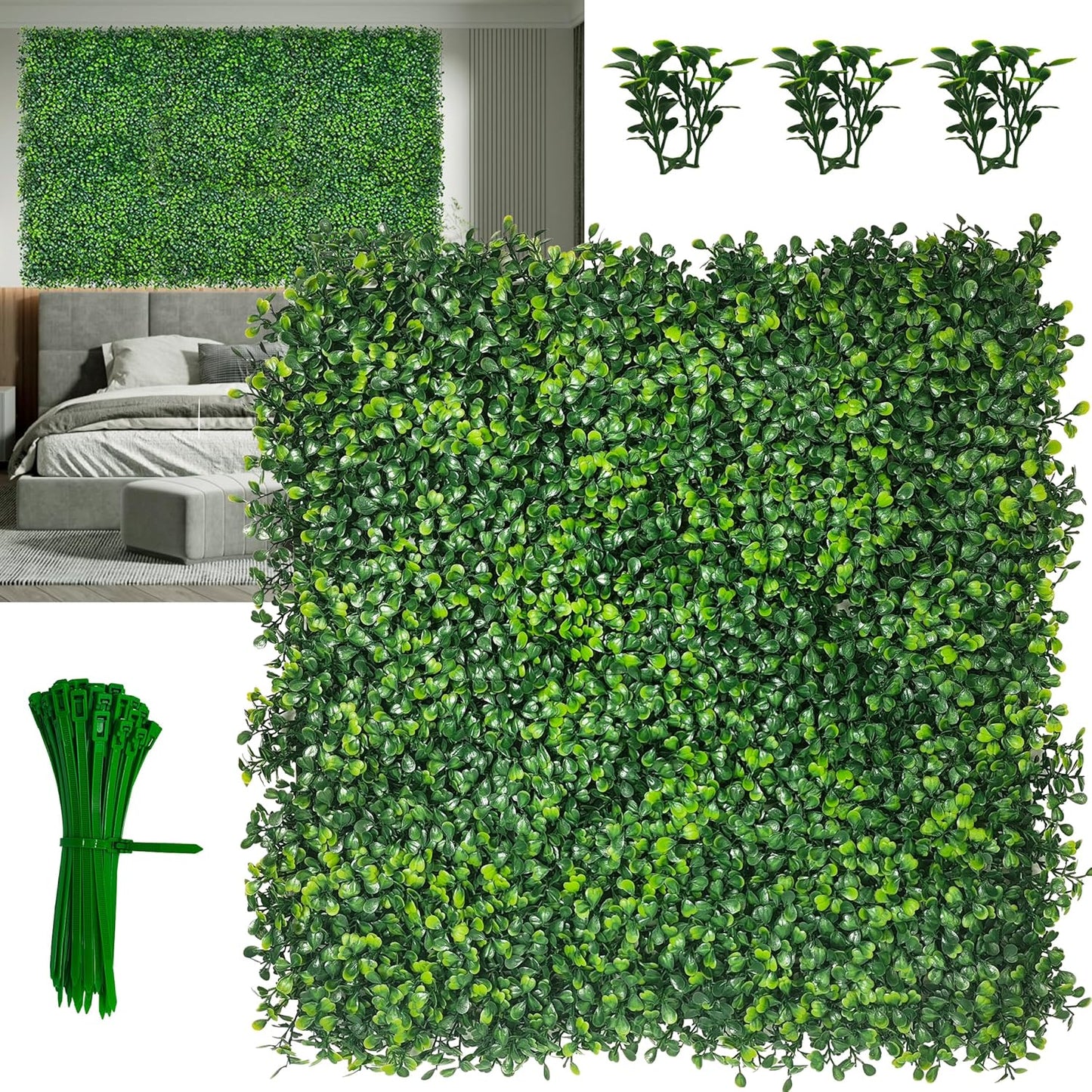 Artificial Ivy Privacy Fence Screen, 48"x120" (40 SQFT) 4-Layer Leaf | Faux Boxwood Greenery, Indoor Outdoor Patio Balcony Occlusion, Ivy Fence Covering Privacy, Garden Backyard Backdrop Decor