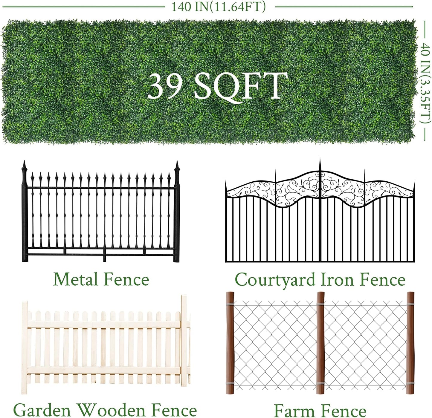 Artificial Ivy Privacy Fence Screen, 48"x120" (40 SQFT) 4-Layer Leaf | Faux Boxwood Greenery, Indoor Outdoor Patio Balcony Occlusion, Ivy Fence Covering Privacy, Garden Backyard Backdrop Decor