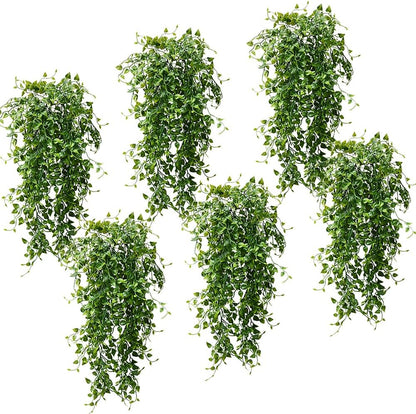2pcs Artificial Hanging Plants 32-in Fake Hanging Plant Fake Ivy Vine Outdoor UV Resistant Plastic Plants (Ivy)