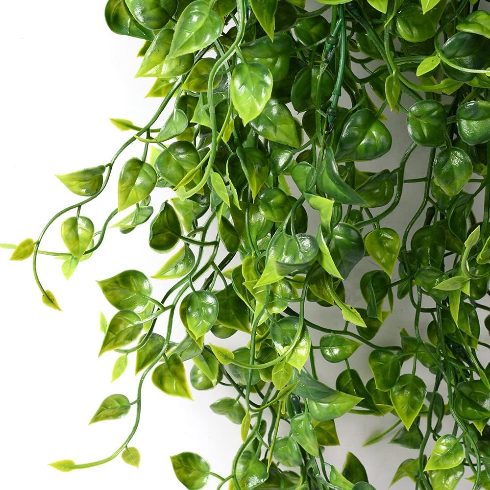 2pcs Artificial Hanging Plants 32-in Fake Hanging Plant Fake Ivy Vine Outdoor UV Resistant Plastic Plants (Ivy)
