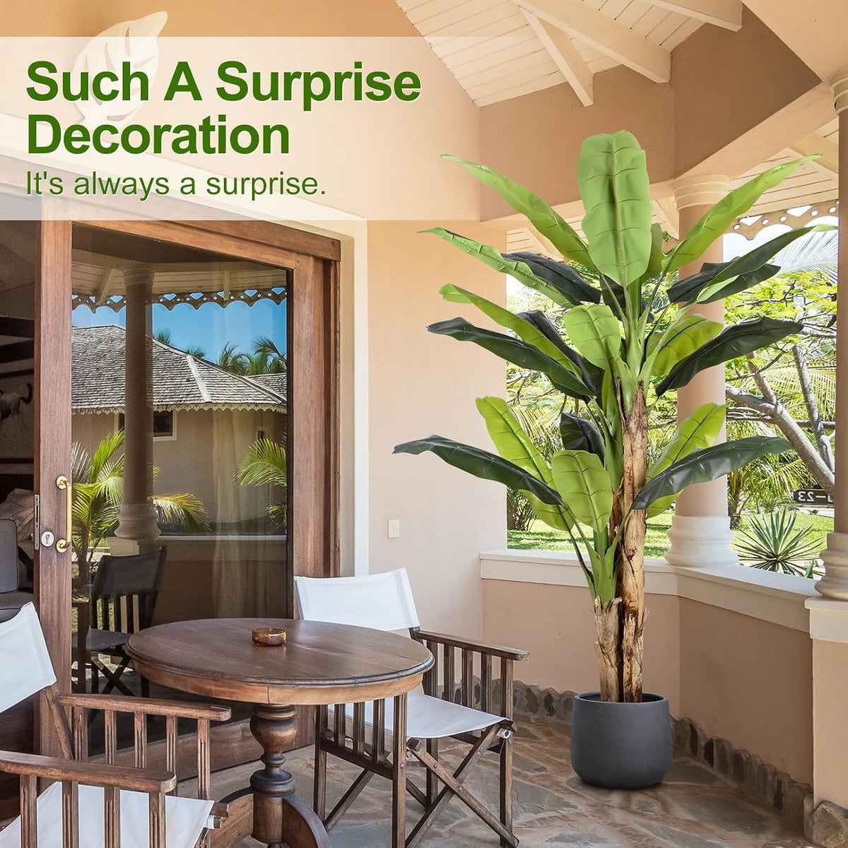 8.5ft Extra Tall Artificial Banana Tree, Fake Banana Leaf Plant with 26 Faux Banana Leaves, Perfect for Home Indoor Outdoor Patio Office Tropical Decor