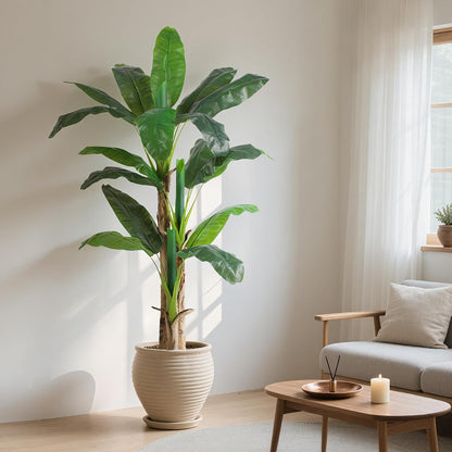 8.5ft Extra Tall Artificial Banana Tree, Fake Banana Leaf Plant with 26 Faux Banana Leaves, Perfect for Home Indoor Outdoor Patio Office Tropical Decor
