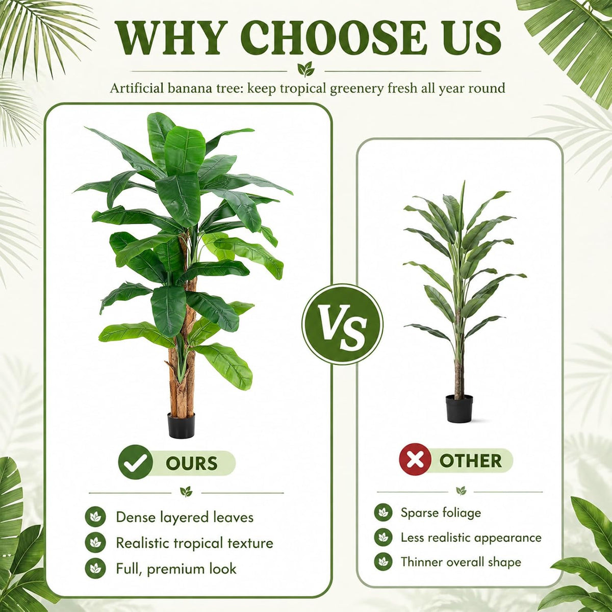 8.5ft Extra Tall Artificial Banana Tree, Fake Banana Leaf Plant with 26 Faux Banana Leaves, Perfect for Home Indoor Outdoor Patio Office Tropical Decor