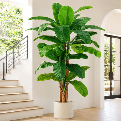 8.5ft Extra Tall Artificial Banana Tree, Fake Banana Leaf Plant with 26 Faux Banana Leaves, Perfect for Home Indoor Outdoor Patio Office Tropical Decor