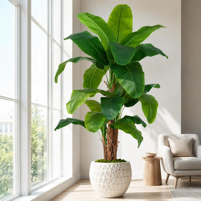 8.5ft Extra Tall Artificial Banana Tree, Fake Banana Leaf Plant with 26 Faux Banana Leaves, Perfect for Home Indoor Outdoor Patio Office Tropical Decor